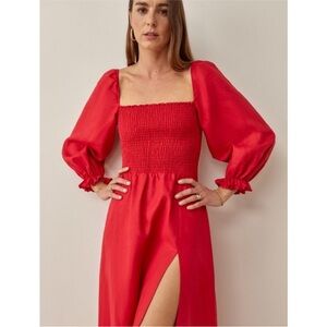 Reformation Red Linen Dress
